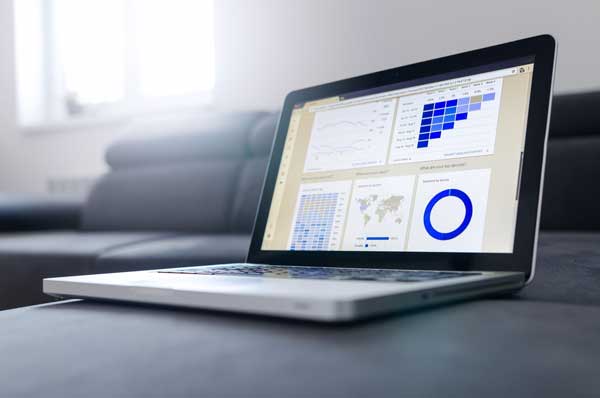Office laptop with accounting information